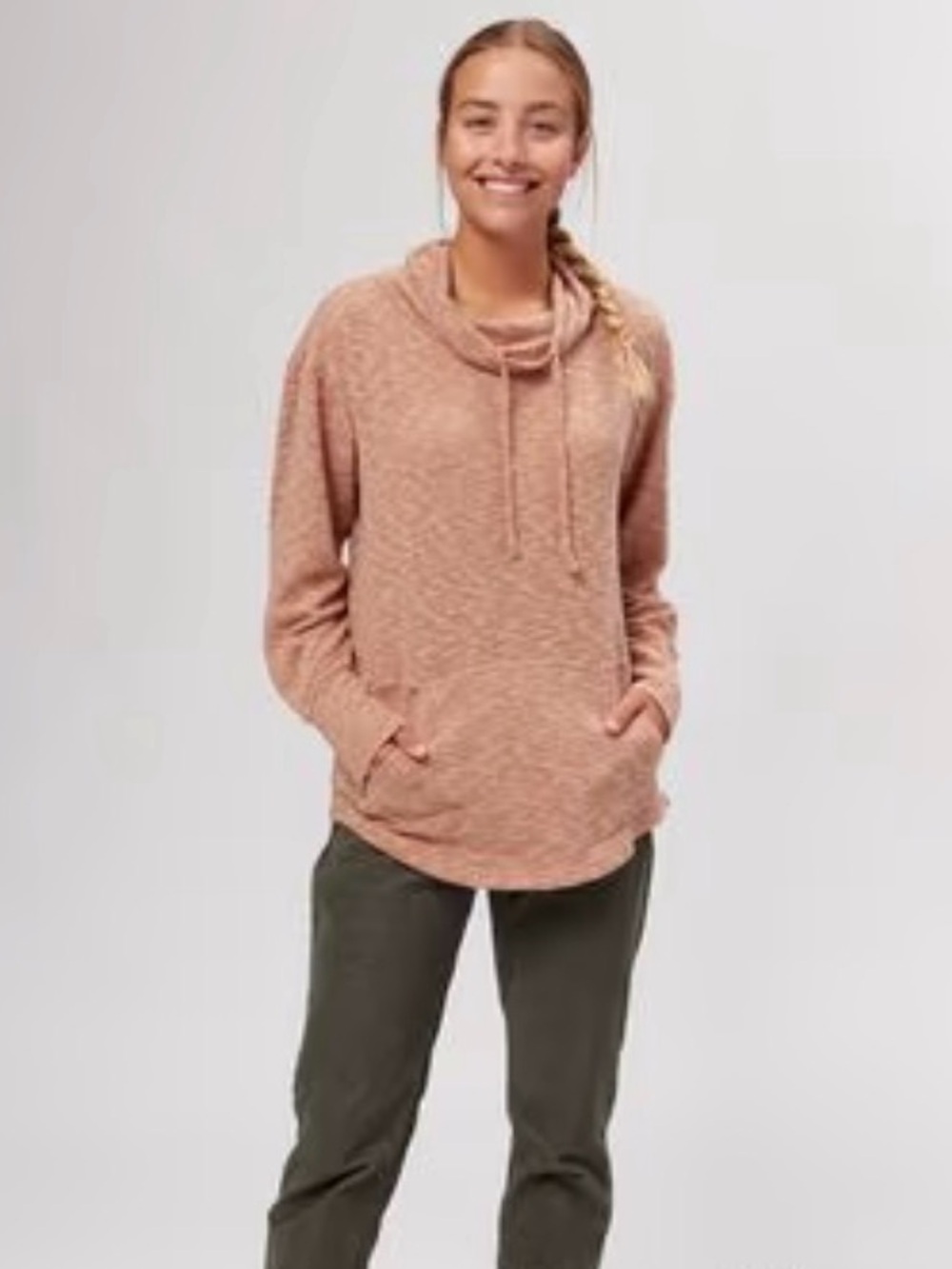 PRANA Women's Frieda Top long sleeve turtleneck oversized Small tan